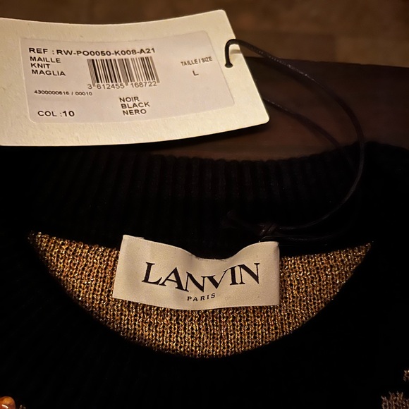 Lanvin necklace-motif knitted jumper in black. Brand new with tags - Picture 4 of 8